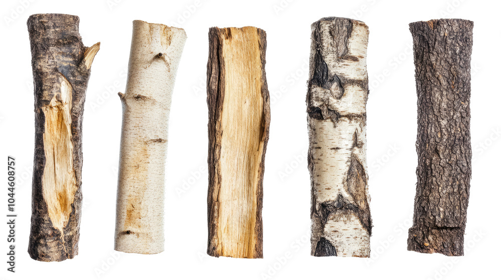 Poster collection of tree trunks showing varied textures and colors generative ai