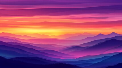 Obraz premium Vibrant Sunset Over Rolling Hills with Colorful Skies