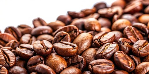 Fototapeta premium Close-up of a background of fresh roasted coffee beans , coffee, beans, roasted, background, close-up, texture, dark, aromatic