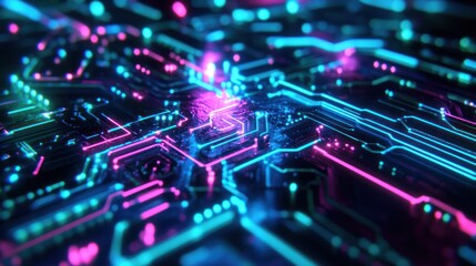 Abstract Digital Circuitry with Neon Lights