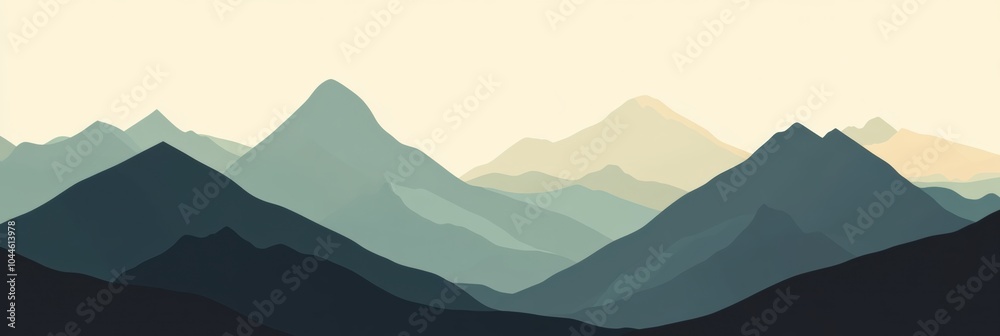 Poster the serene mountain range silhouette beckons adventurers with its clean lines and muted colors at da