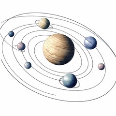Watercolor Solar System Illustration