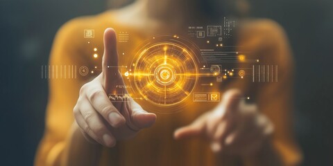 Human and robot, finger touch, AI chat bot and creative services icons hologram, Generative AI
