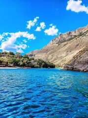 Fototapeta premium The Sulak Canyon is a steep-sided deepest canyon in Europe carved by the Sulak River in Dagestan, Russia 