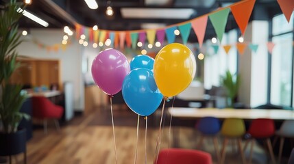 Stylish office birthday celebration featuring themed decorations that reflect the interests of the guest of honor