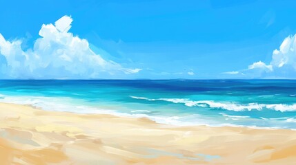 Obraz premium Serene Beach Landscape with Ocean and Sky