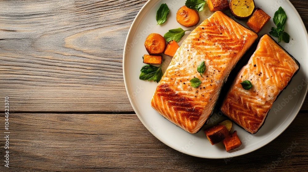 Poster Deliciously Grilled Salmon with Fresh Vegetables