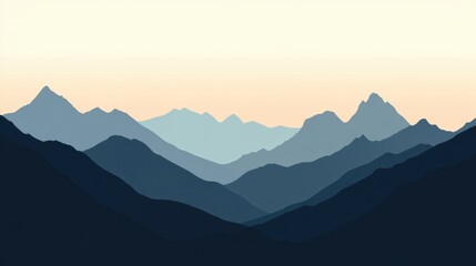 Fototapeta premium This artwork features a striking mountain range silhouette at dawn, highlighting the beauty of exploration and adventure in nature. Generative AI