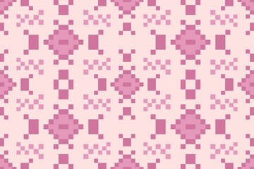 Fototapeta premium seamless geometric pixel art pattern bright colors background decorated for fabric 