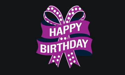 ribbon is purple with happy birthday