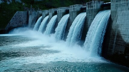 Hydropower is generated by flowing water, typically from rivers or dams.