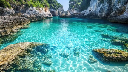 Serene Blue Waters of a Hidden Coastal Cove