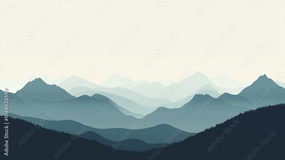 Poster the mountain range stands silhouetted against a muted sky, evoking a sense of adventure and the call
