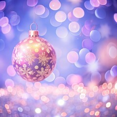 Fototapeta premium Festive background with glitter sparkle and bokeh effect. Greeting template, winter holidays. Merry Christmas and Happy New Year seasonal design.