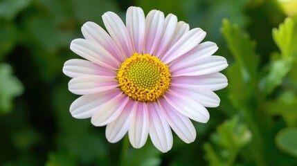 Obraz premium A stunning daisy with delicate pink petals and a vibrant yellow center ideal for nature inspired designs and artwork