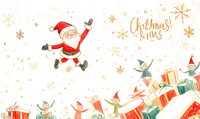 Naklejka premium Doodle Christmas and New Year Cards - 2D Hand-drawn Illustrations on White Background