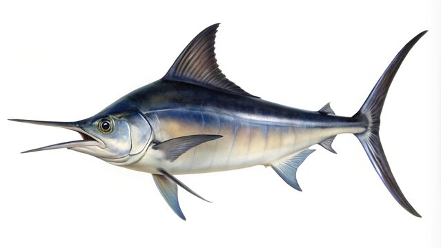 Swordfish isolated on white background, panoramic view
