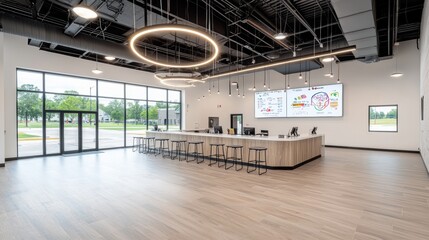Obraz premium Bright and Airy Modern Office Space with Minimalist Design and Furnishings