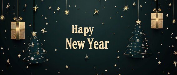 Happy new year 2025 with luxury golden thin numerals on white background.
