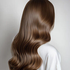Naklejka premium Highlighted Strand of Beautiful Brown Hair on White Background
