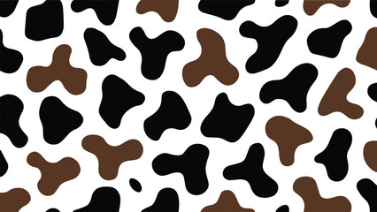 Abstract cow skin texture or cow print pattern vector. Black and white animal print, repeat pattern design.