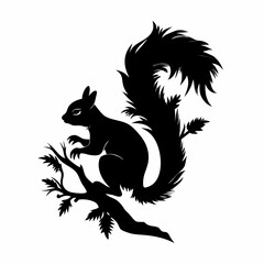 Silhouette of Squirrel Climbing Tree | Animal Vector Illustration for Nature and Wildlife Projects