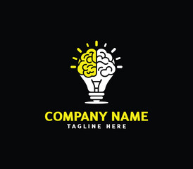 Brain bulb logo design. Modern brain bulb logo, Intelligence Logo, Creative idea logo design. Vector