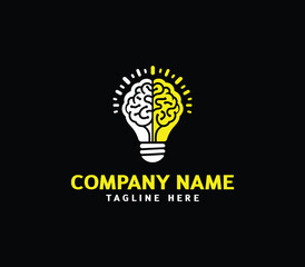 Brain bulb logo design. Modern brain bulb logo, Intelligence Logo, Creative idea logo design. Vector