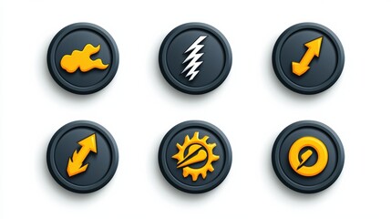 Assortment of Sleek Minimalist Interface Icons Representing Various Digital Functions