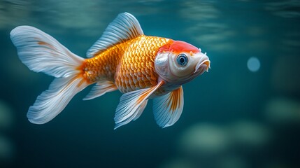 Fototapeta premium Elegant Koi Fish Swimming Gracefully Underwater