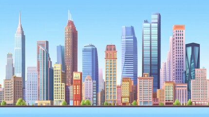 Fototapeta premium Modern City Skyline with High-Resolution Details
