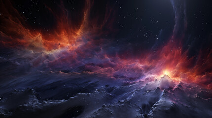 Abstract cosmic reef illuminated by vibrant colors and celestial light. a stunning space scene with concept of wonder and exploration