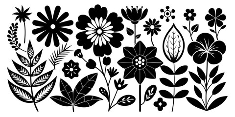 vector flower vector art graphic resources, floral silhouettes