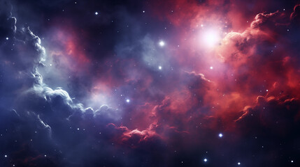 Fototapeta premium abstract cosmic filled with glowing nebulae, stars, and swirling clouds landscape view of universe in vibrant colors