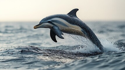 Obraz premium Majestic Dolphin Leaping Gracefully over Ocean Waves