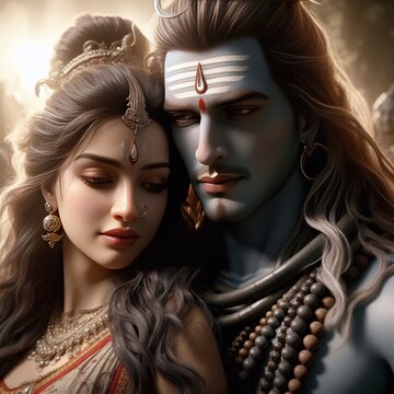 Hindu religious god Shiva with goddess Parvati | Mahashivratri