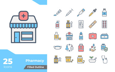 Pharmacy Filled Color Icons
