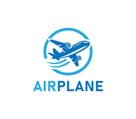 Airplane logo design. Simple travel logo. Flying plane logo template. Travel plane airline vector