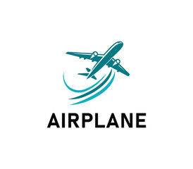 Airplane logo design. Simple travel logo. Flying plane logo template. Travel plane airline vector