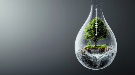 Eco-Friendly Concept with Tree in Water Drop