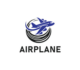 Airplane logo design. Simple travel logo. Flying plane logo template. Travel plane airline vector