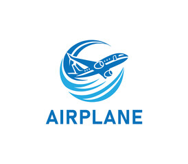 Airplane logo design. Simple travel logo. Flying plane logo template. Travel plane airline vector