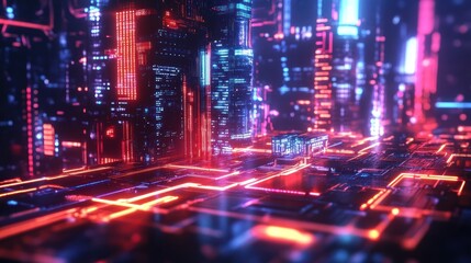 Fototapeta premium Neon Cityscape