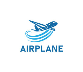 Airplane logo design. Simple travel logo. Flying plane logo template. Travel plane airline vector
