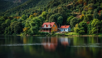 Fototapeta premium house on the river