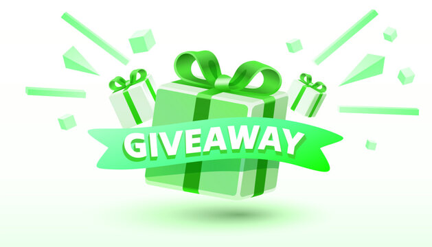 Giveaway gift, shop mega discount, special promo badge. Vector illustration