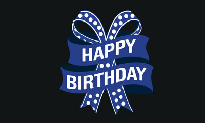 ribbon is blue with happy birthday