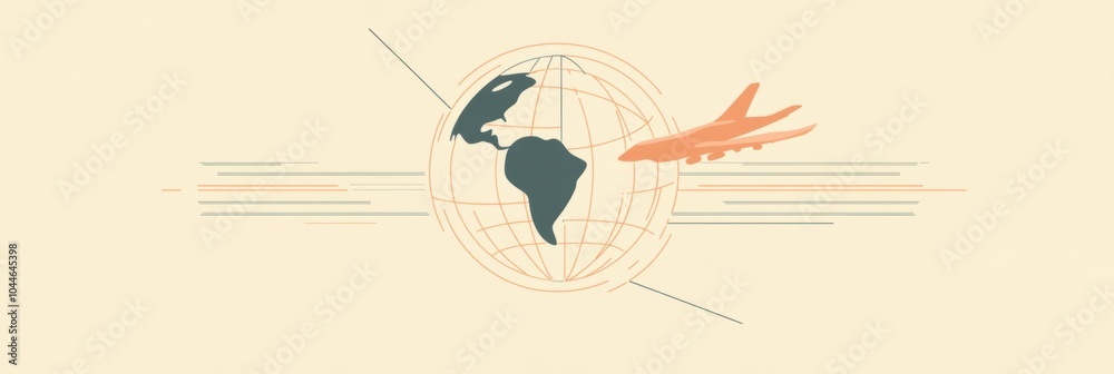 Leinwandbilder the design features a globe with an airplane soaring above it and a suitcase, representing the excit