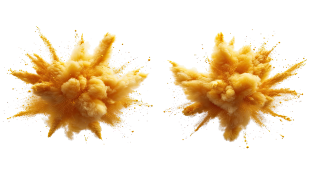 Dynamic Yellow Color Explosions Isolated on a Transparent Background Generative AI