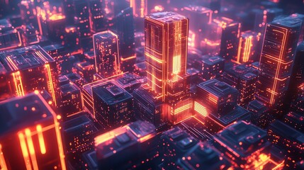 Futuristic 3D Holographic Cityscape Visualization